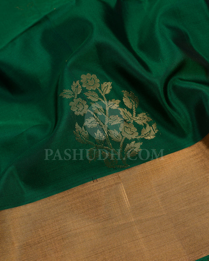 Forest Green and Bright Pink Soft Silk Saree - AC13