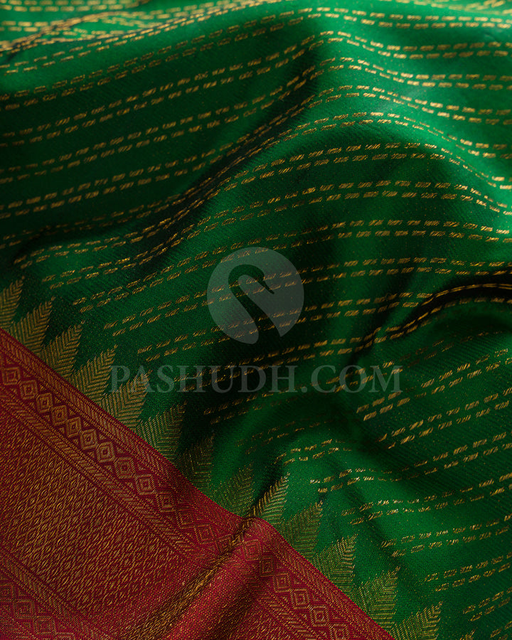 Dark Green And Maroon Kanjivaram Silk Saree - DJ321( C )