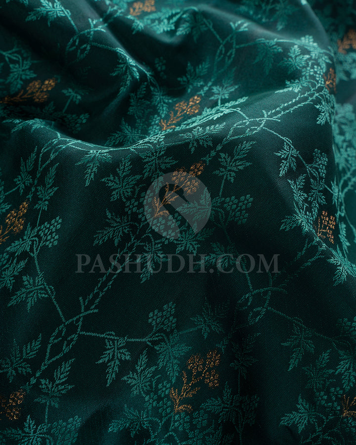 Dark Green And Olive Green Kanjivaram Silk Saree - DJ347(B)