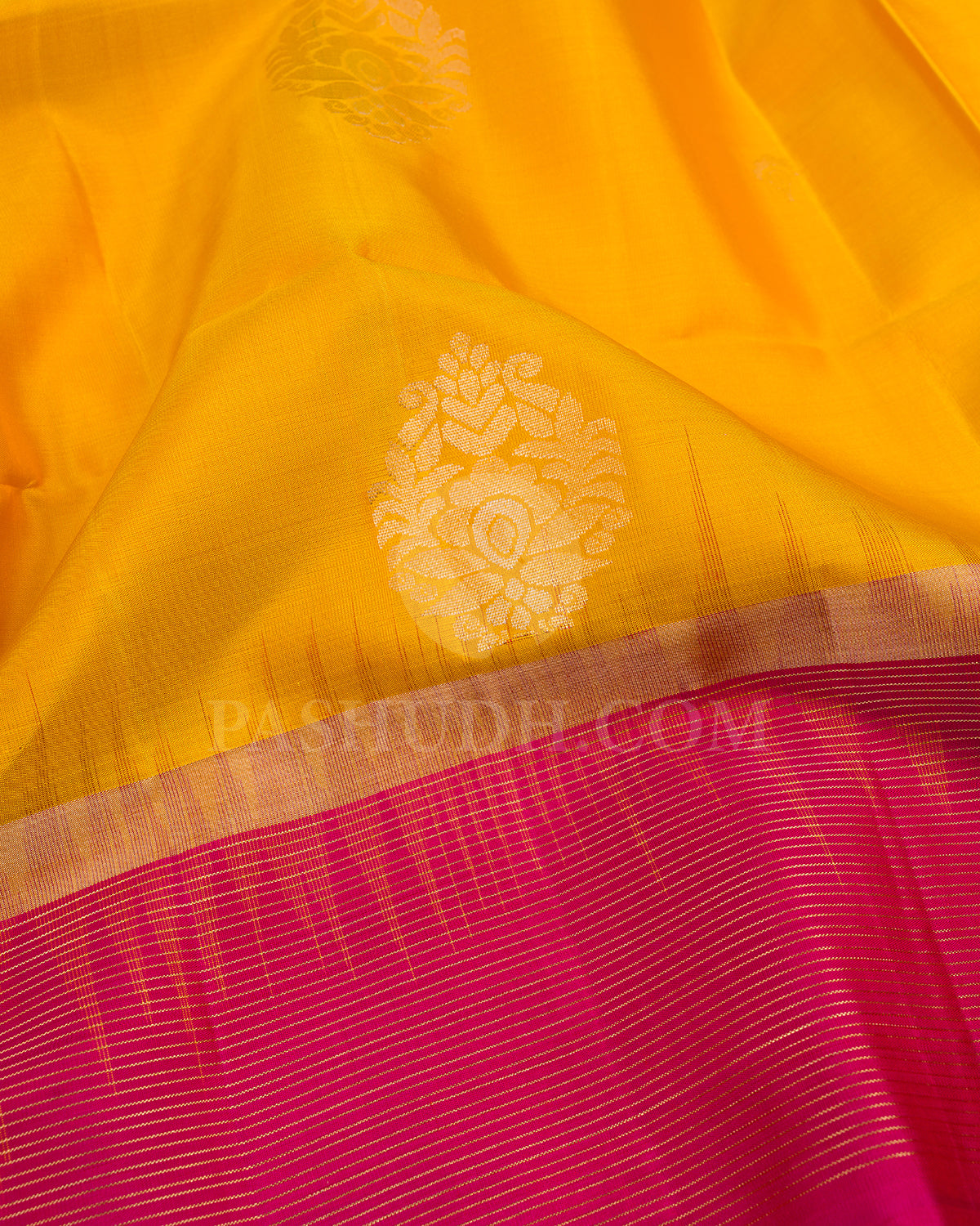 Turmeric Yellow and Rani Pink Soft Silk Saree - AC55