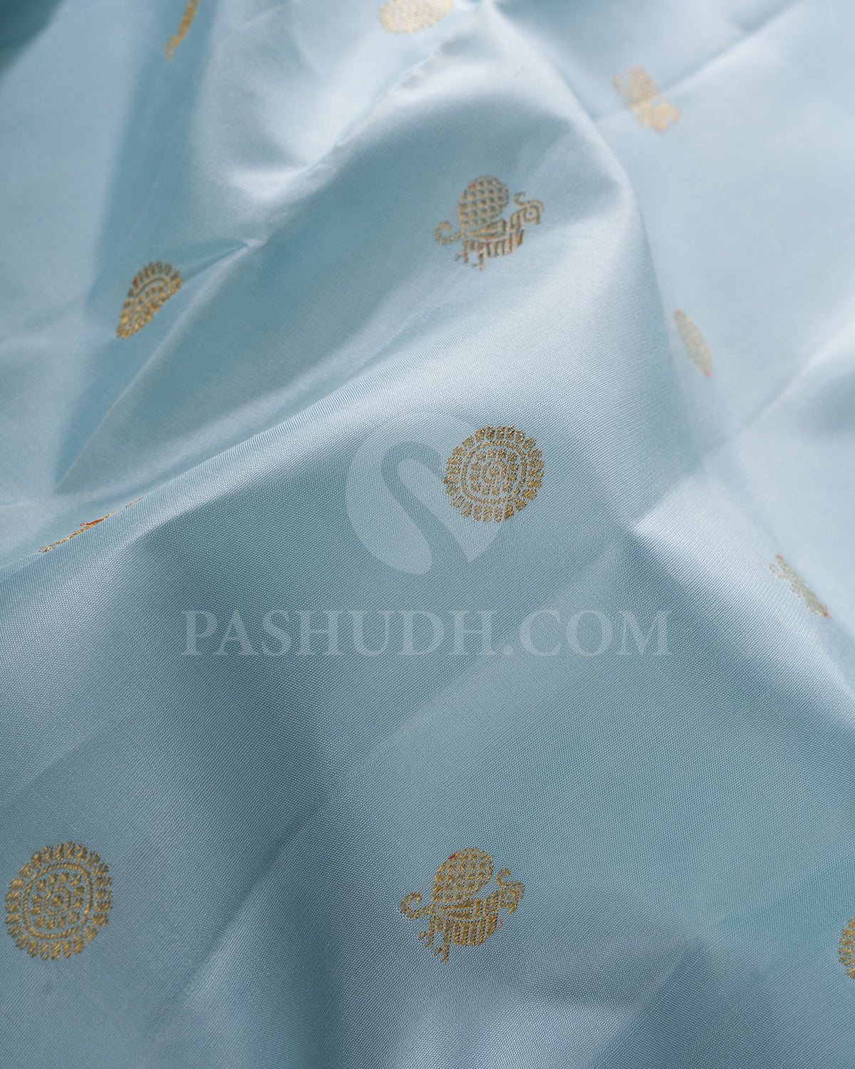 Powder Blue and Lavender Borderless Kanjivaram Silk Saree - BKF7