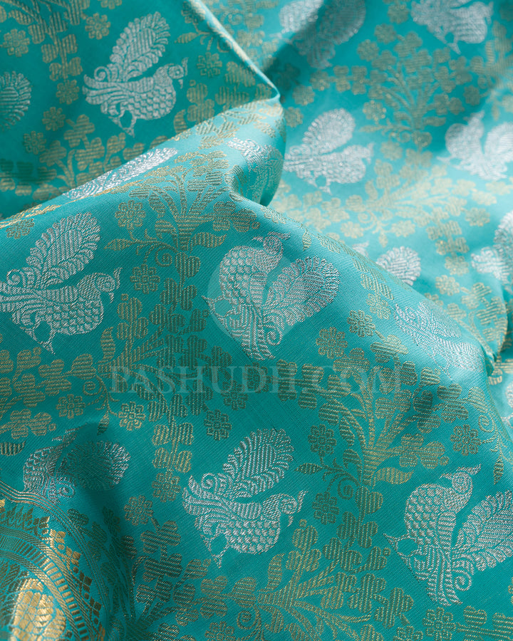 Sky Blue Kanjivaram Silk Saree - BKB3