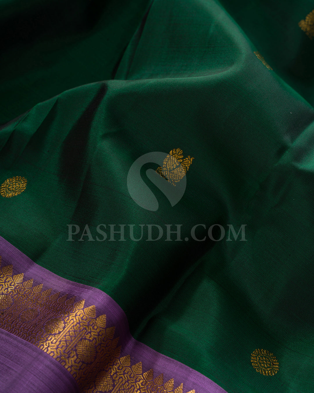 Forest Green And Dark Lavender Kanjivaram Silk Saree - BKF17
