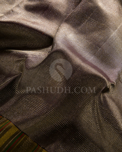 Aubergine And Antique Gold Kanjivaram Silk saree - S1114(E)