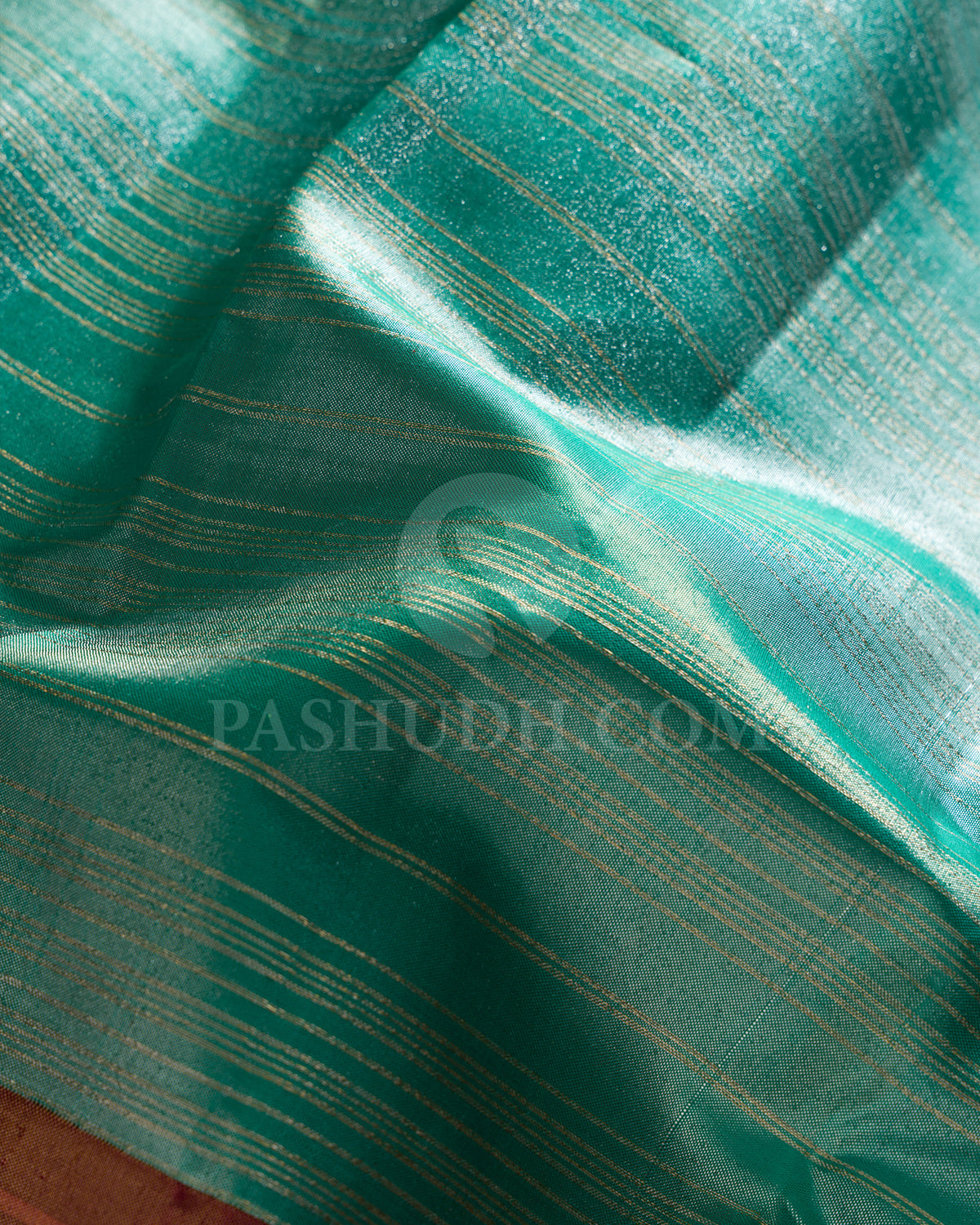 Sea Green And Peachy Pink Tissue Shimmer Kanjivaram Silk Saree - S1406(A)