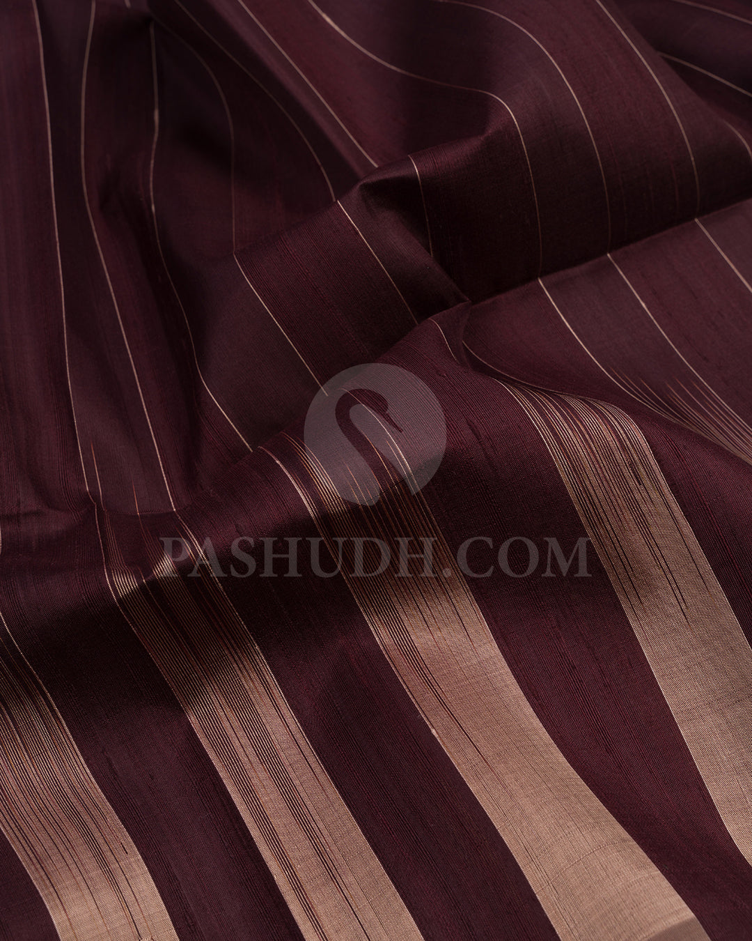 Dark Brown and Taupe Dupion Soft Silk Saree - AC32