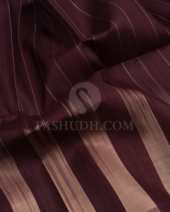 Dark Brown and Taupe Dupion Soft Silk Saree - AC32