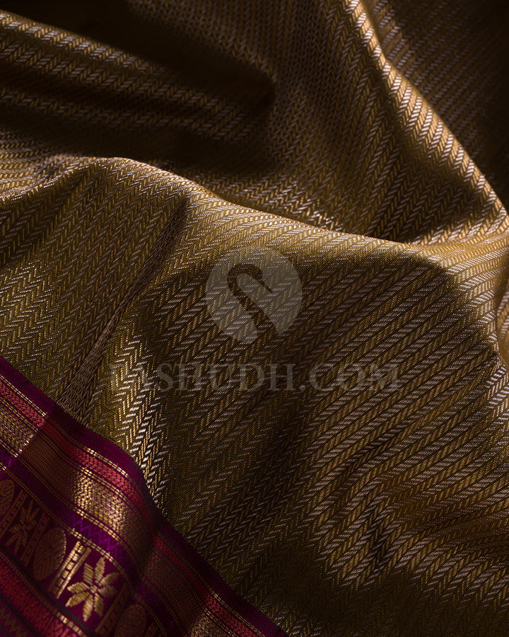 Moss Green And Magenta Kanjivaram Silk Saree - S1062(E)