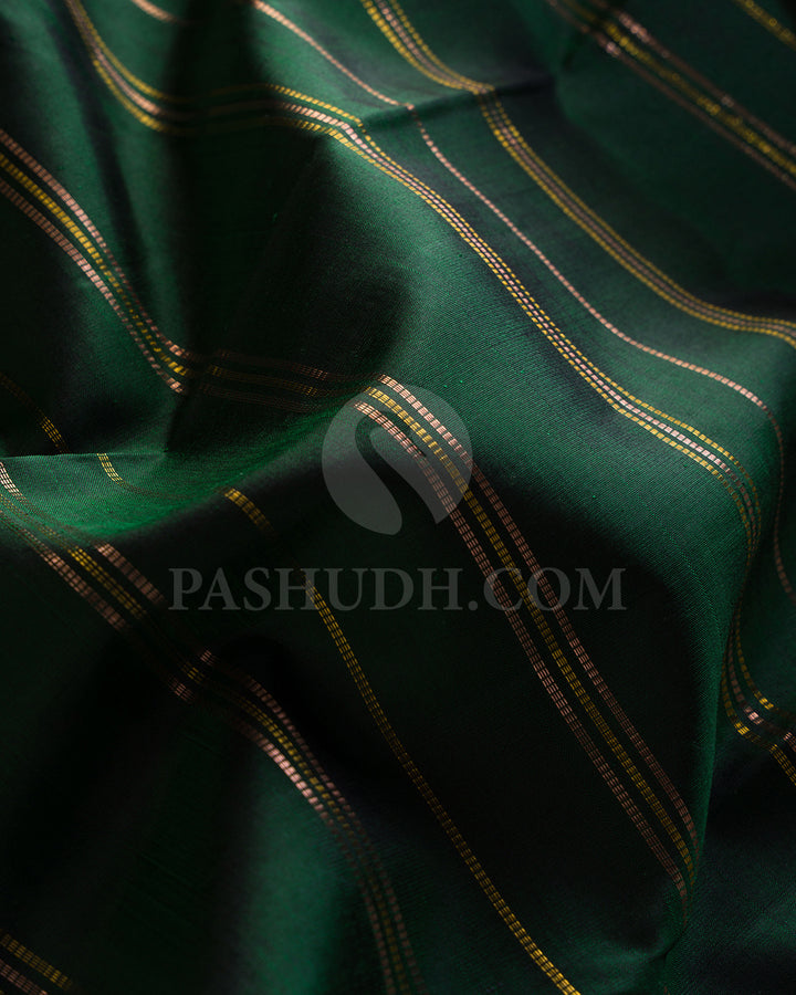 Bottle Green And Rani Pink Kanjivaram Silk Saree - S1401(A)