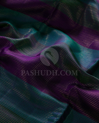 Light Blue, Purple And Pear Green Kanjivaram Silk Saree - S1360(A)