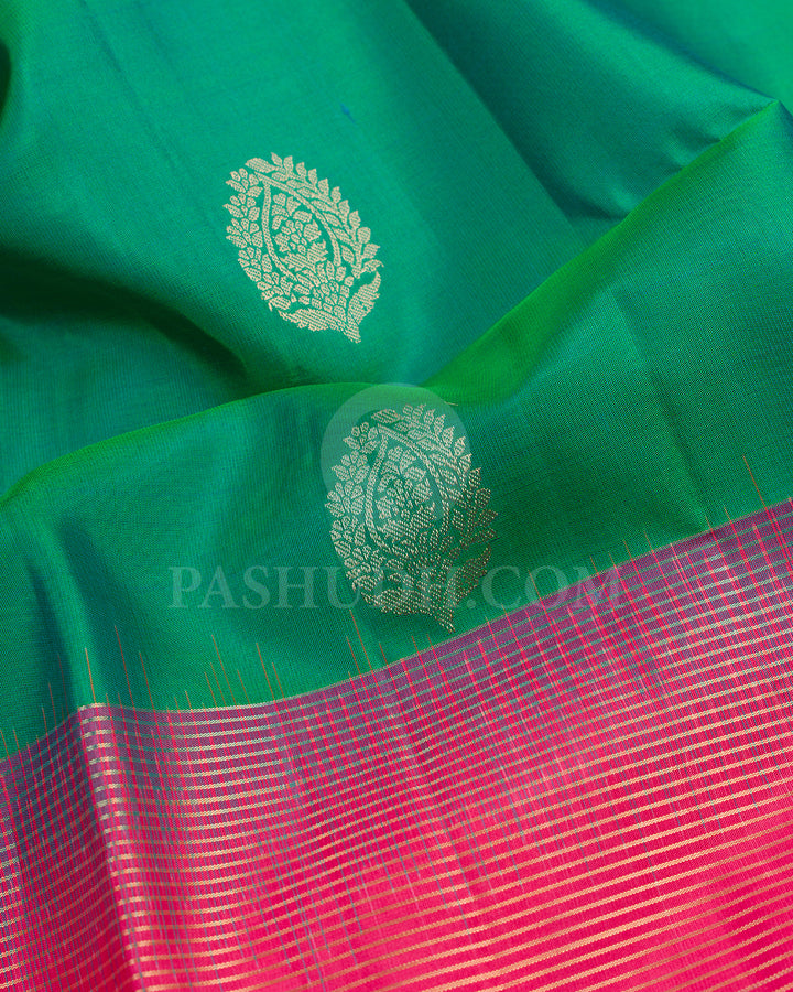 Dual Shaded Green and Rouge Pink Soft Silk Saree - AC27