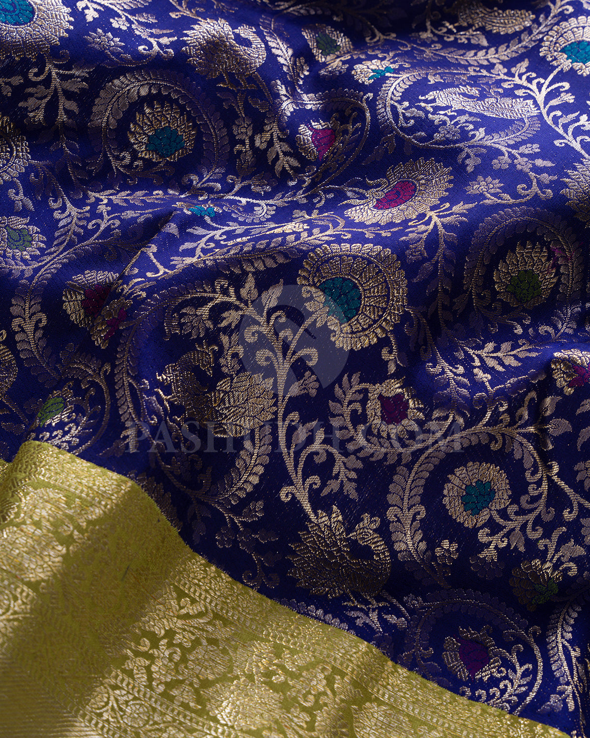 Royal Blue And Parrot Green Kanjivaram Silk Saree - S1253 ( C )