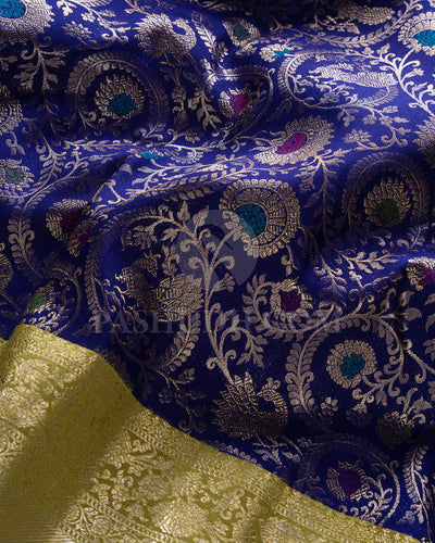 Royal Blue And Parrot Green Kanjivaram Silk Saree - S1253 ( C )