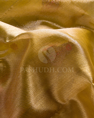 Gold And Baby Pink Organza Shimmer Kanjivaram Silk Saree - S1403(A)