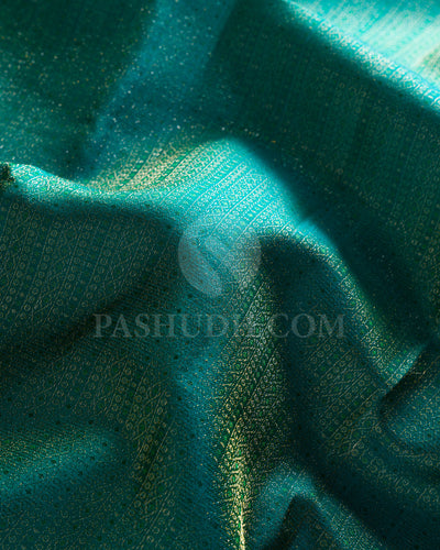 Sapphire Green And Shot Violet Kanjivaram Silk Saree - DJ280(G)