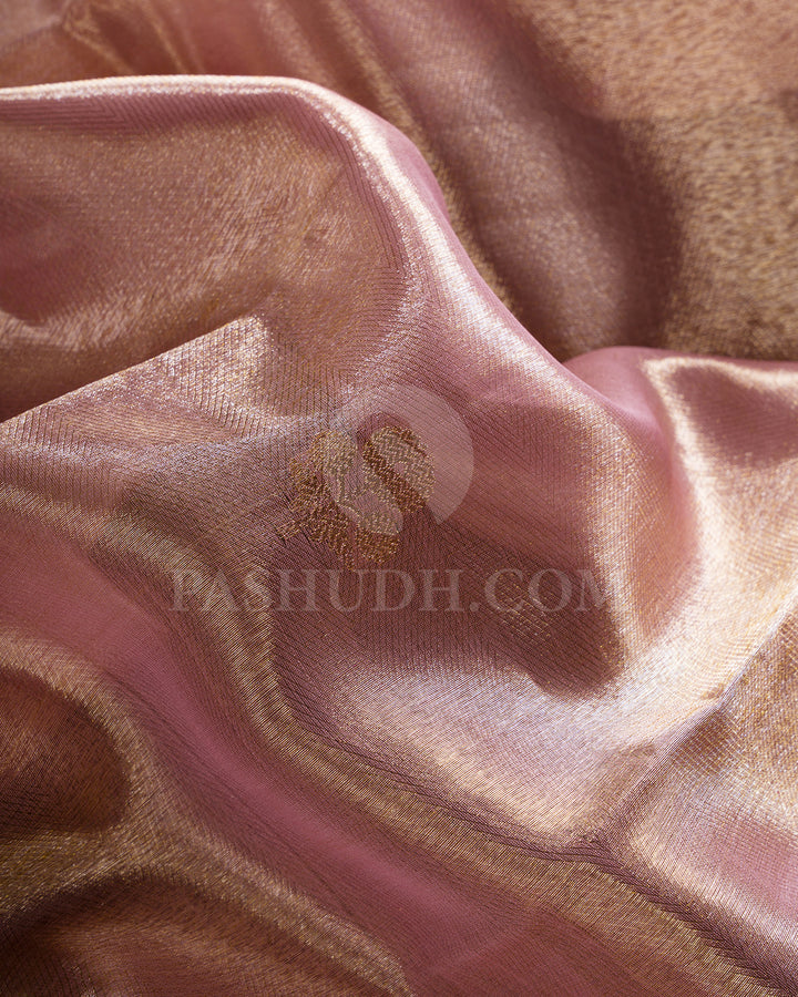 Mild Gold And Rasberry Pink Organza Shimmer Kanjivaram Silk Saree - S1371(A)