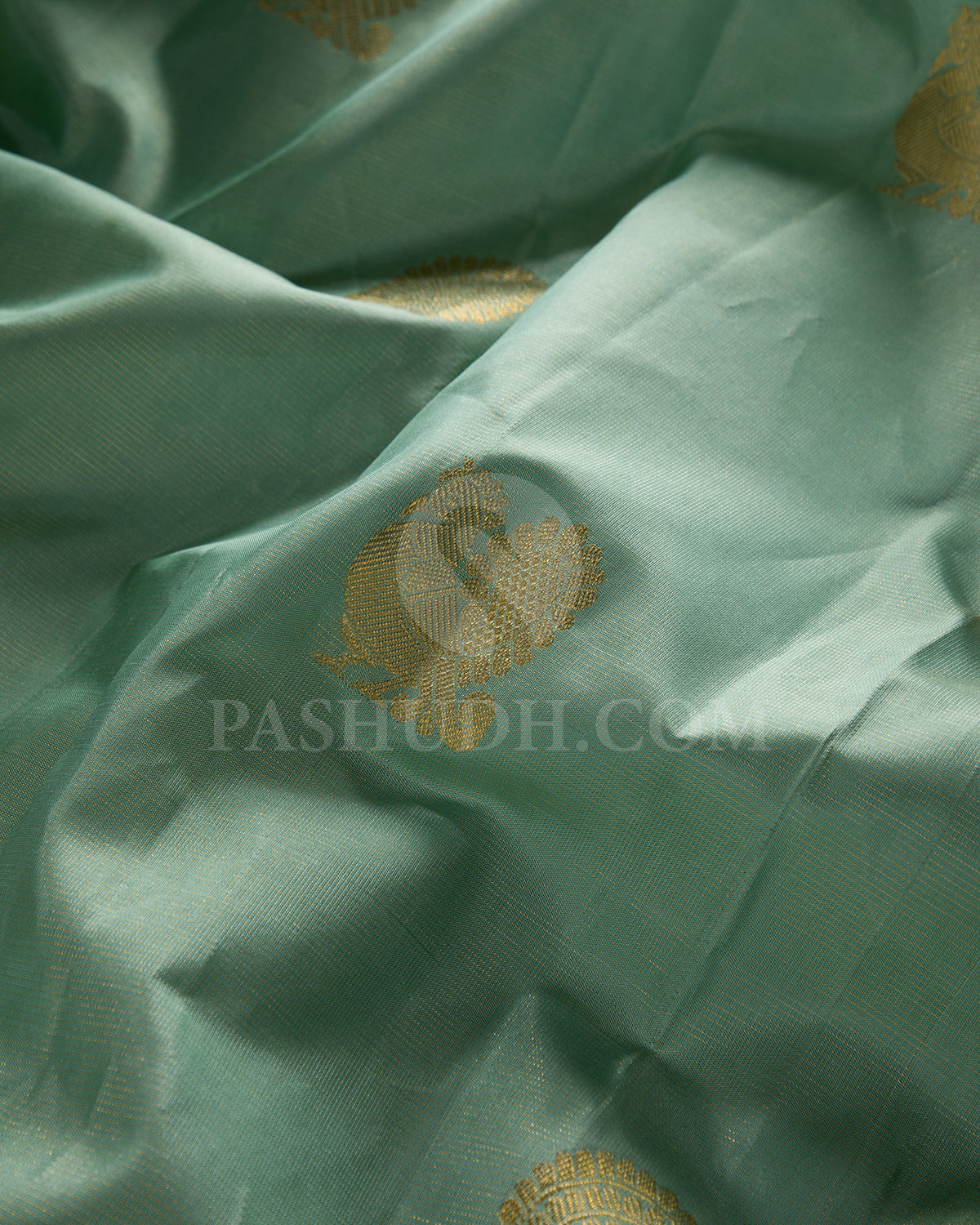 Pastel Teal Borderless Traditional Kanjivaram Silk Saree - SVJ57