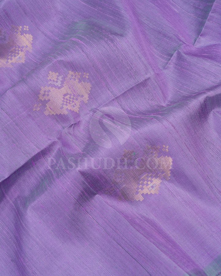 Lavender and Cyan Dupion Soft Silk Saree - AC68