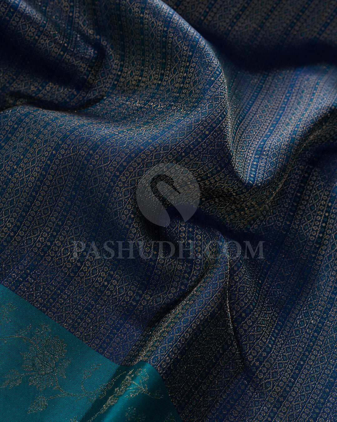 Cobalt Blue And Teal Blue Kanjivaram Silk Saree - DJ280(F)