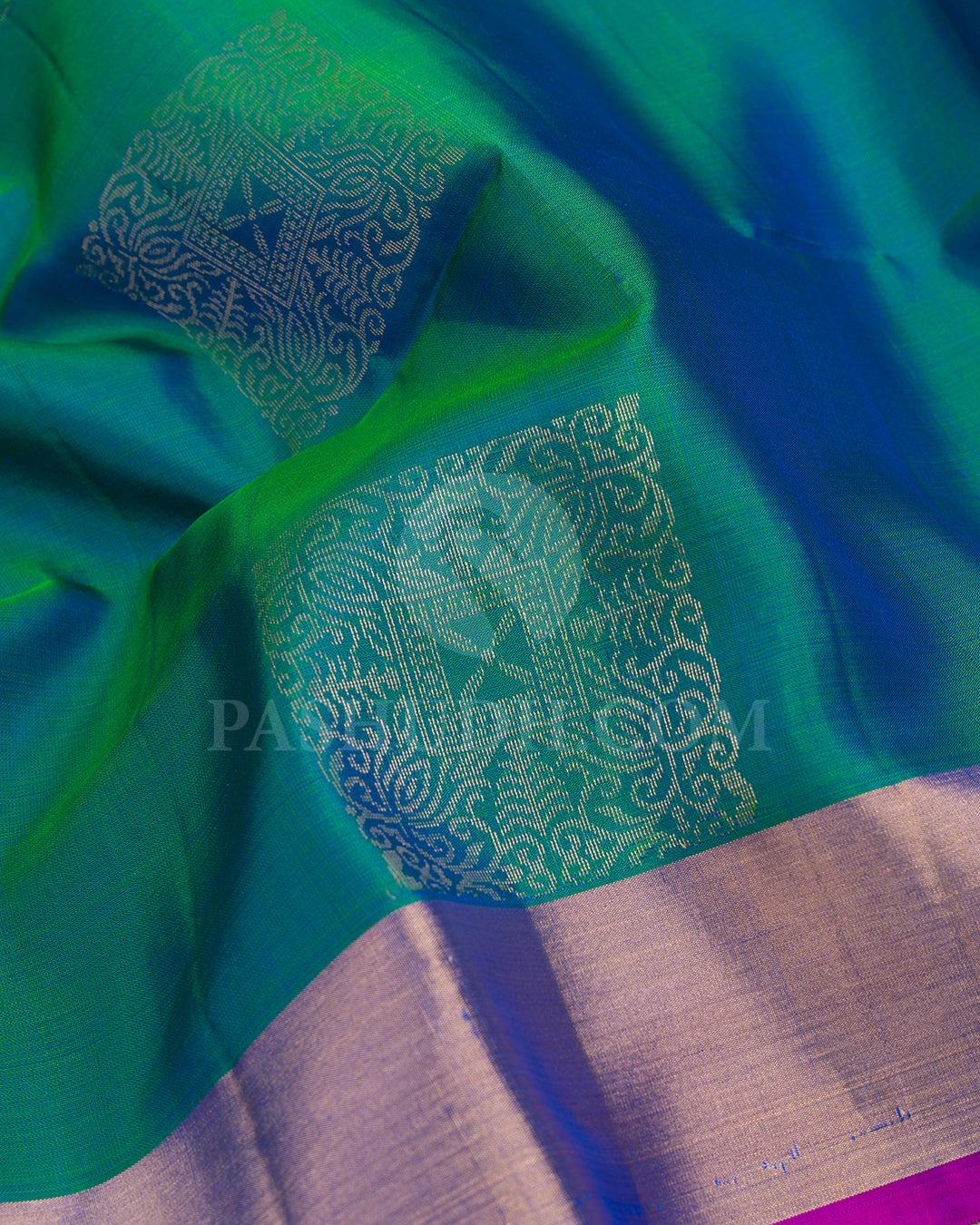 Greenish Blue and Rani Pink Soft Silk Saree - AC78