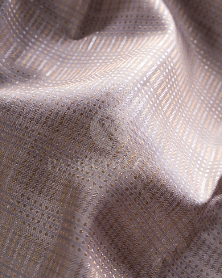 Grey And Punch Pink Borderless Kanjivaram Silk Saree - S1419(A)