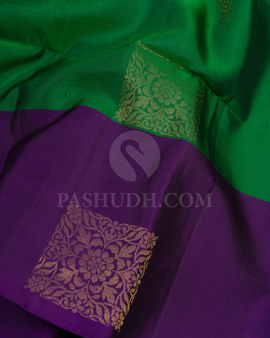 Parrot Green and Violet Soft Silk Saree - AC29