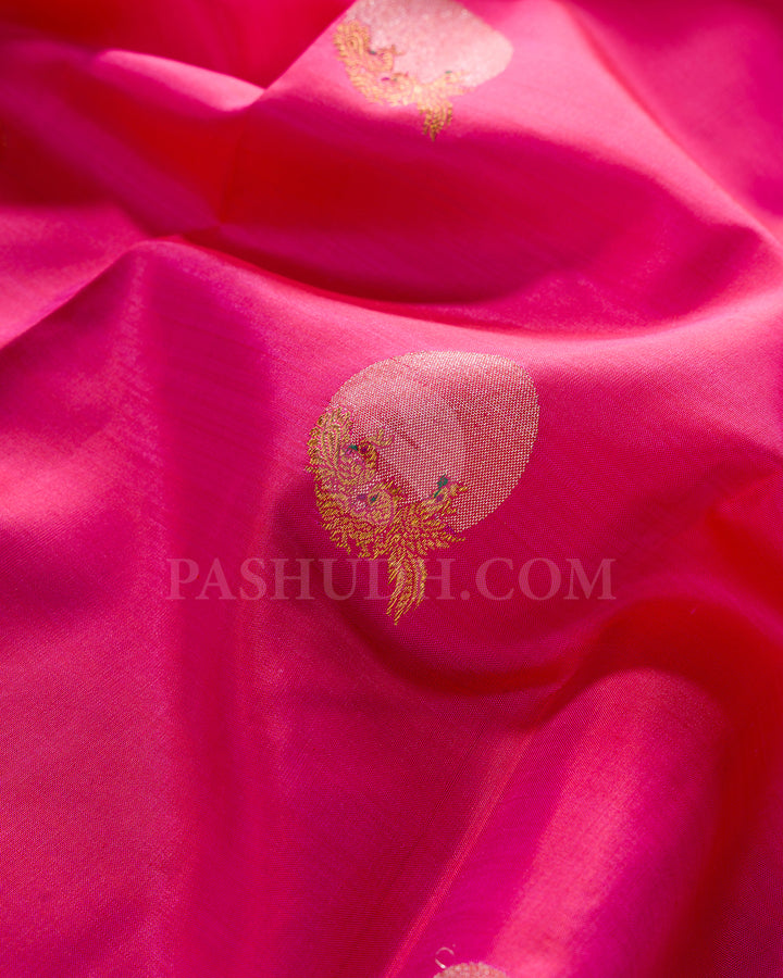 Dual Shaded Pink And Grey Kanjivaram Silk Saree - S1397(A)