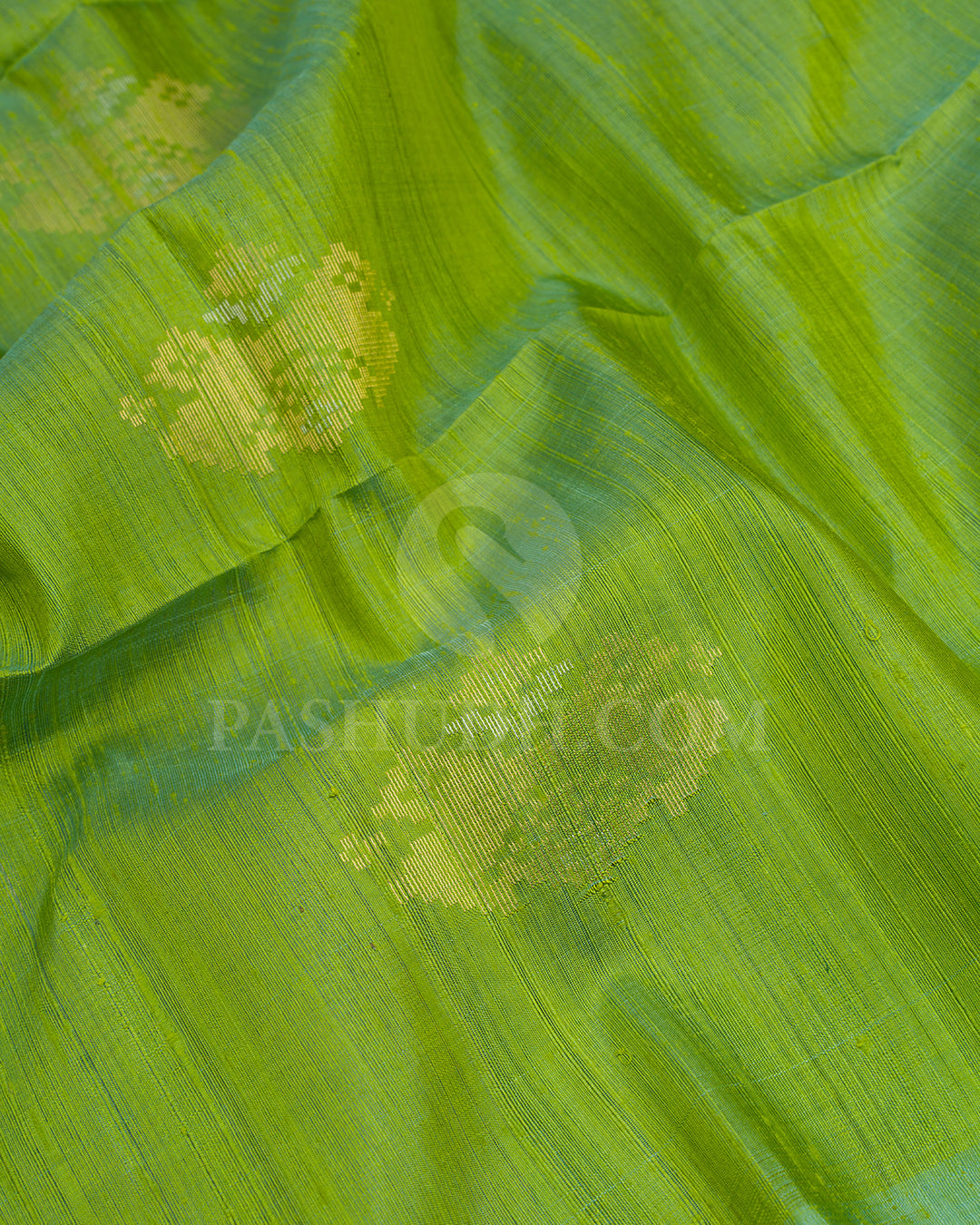 Light Green and Teal Blue Dupion Soft Silk Saree - AC70