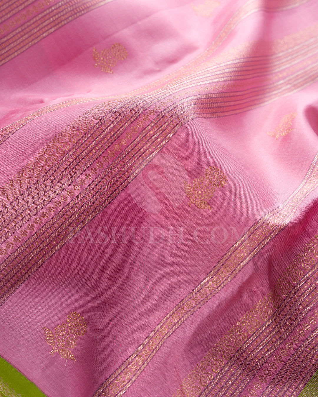 Rose Pink And Parrot Green Kanjivaram Silk Saree - S1333(B)