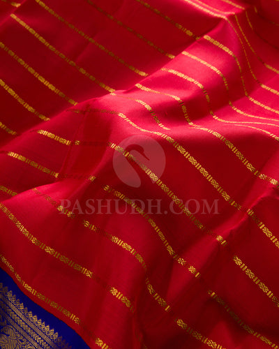 Red And Royal Blue Traditional Kanjivaram Silk Saree - SVJ77