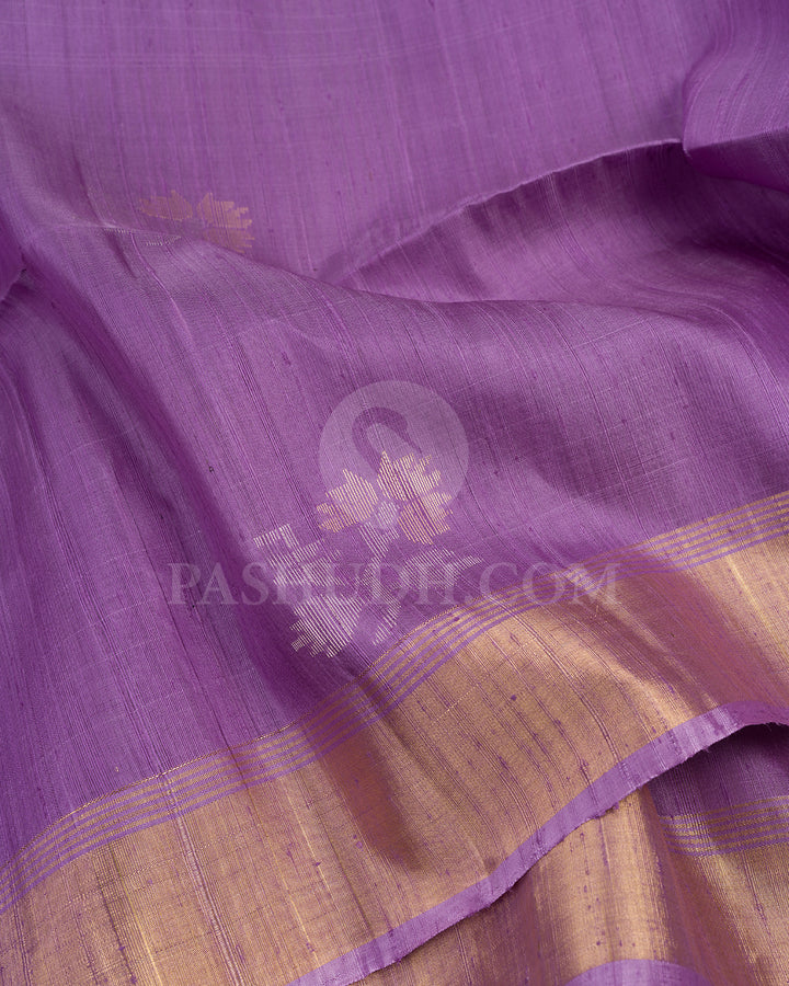 Lavender and Mauve Dupion Soft Silk Saree - AC51