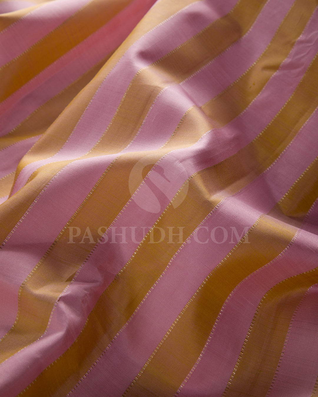 Beige, Baby Pink And Aubergine Borderless Traditional Kanjivaram Silk Saree - SVJ81