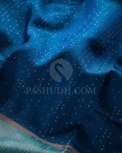 Blue And Sea Green Kanjivaram Silk Saree - D582(D)