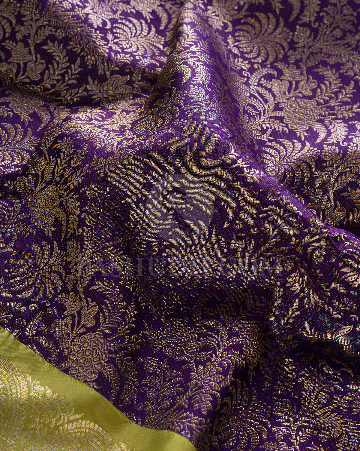 Royal Violet And Parrot Green Kanjivaram Silk Saree - S1190(B)