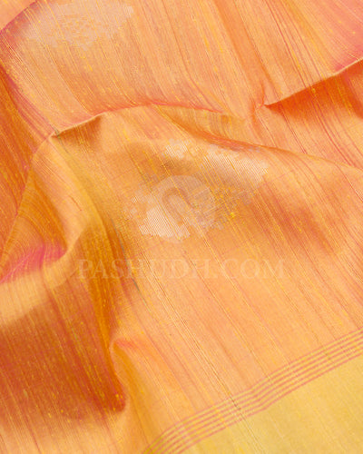 Yellow Shot Pink and Purple Dupion Soft Silk Saree - AC16