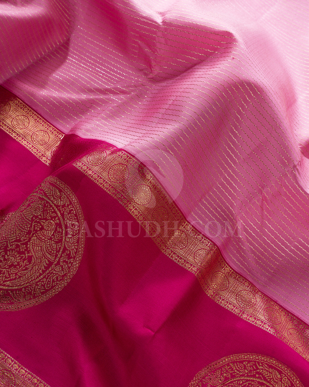 Baby Pink And Rani Pink Kanjivaram Silk Saree - S1392(A)