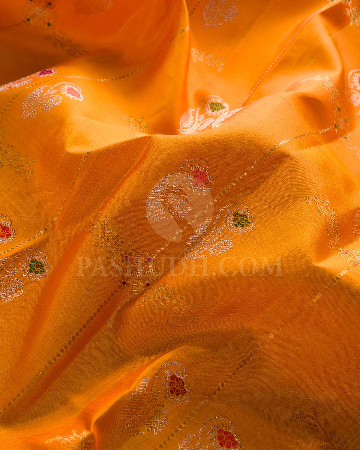 Orange And Deep Brown Pure Zari Kanjivaram Silk Saree - P168(A)