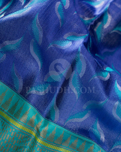 Violet Blue And Mild Turquoise Kanjivaram Silk Saree - D604(A)