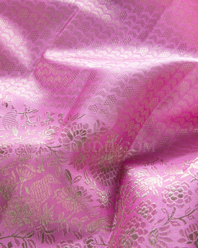 Pastel Rose Pink Pure Zari Kanjivaram Silk Saree - P161(A)