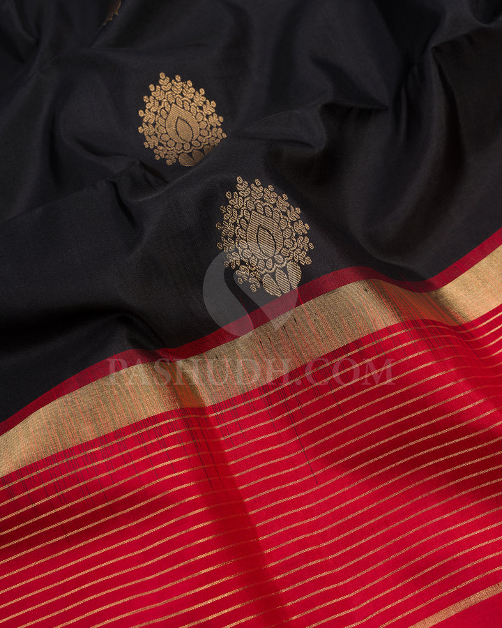 Black and Red Soft Silk Saree - AC39