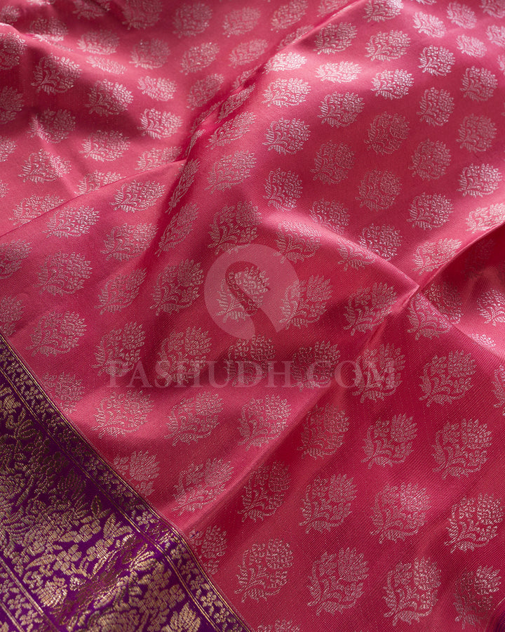 Baby Pink And Violet Kanjivaram Silk Saree -DT303(A)