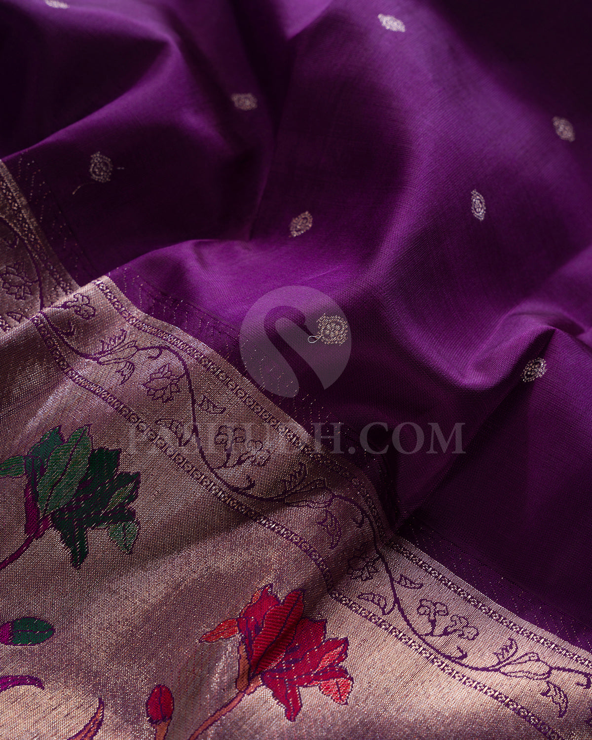 Purple Kanjivaram Silk Saree with Shimmer Border - S1389(A)