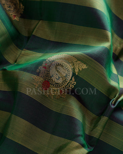 Bottle Green Kanjivaram Silk Saree - S1370( A )