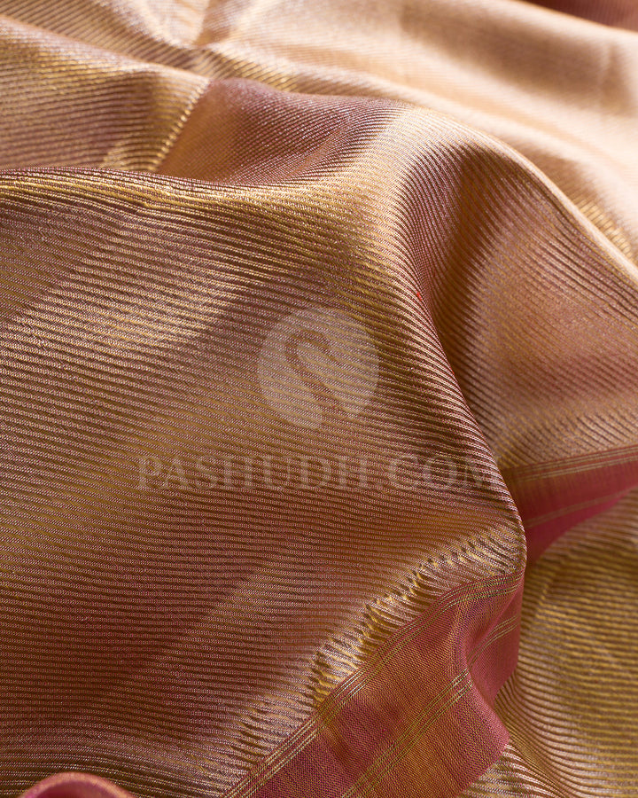 Pink Toned Gold Borderless Tissue Kanjivaram Silk Saree - BKB15