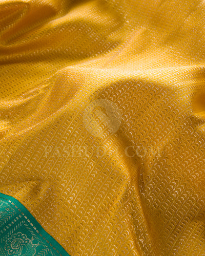 Mango Yellow And Sapphire Green Kanjivaram Silk Saree - S1305(B)