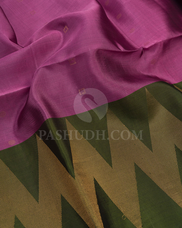 Hopbush Purple and Olive Green Soft Silk Saree - AC31