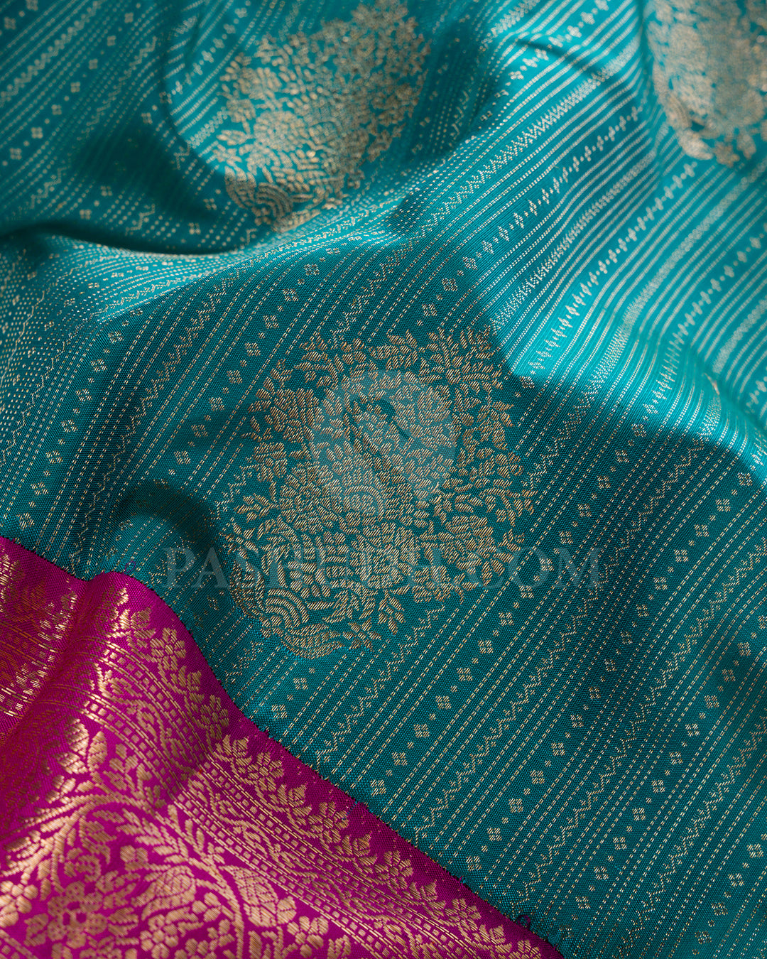 Anandha Blue And Rani Pink Kanjivaram Silk Saree - S1159(B)