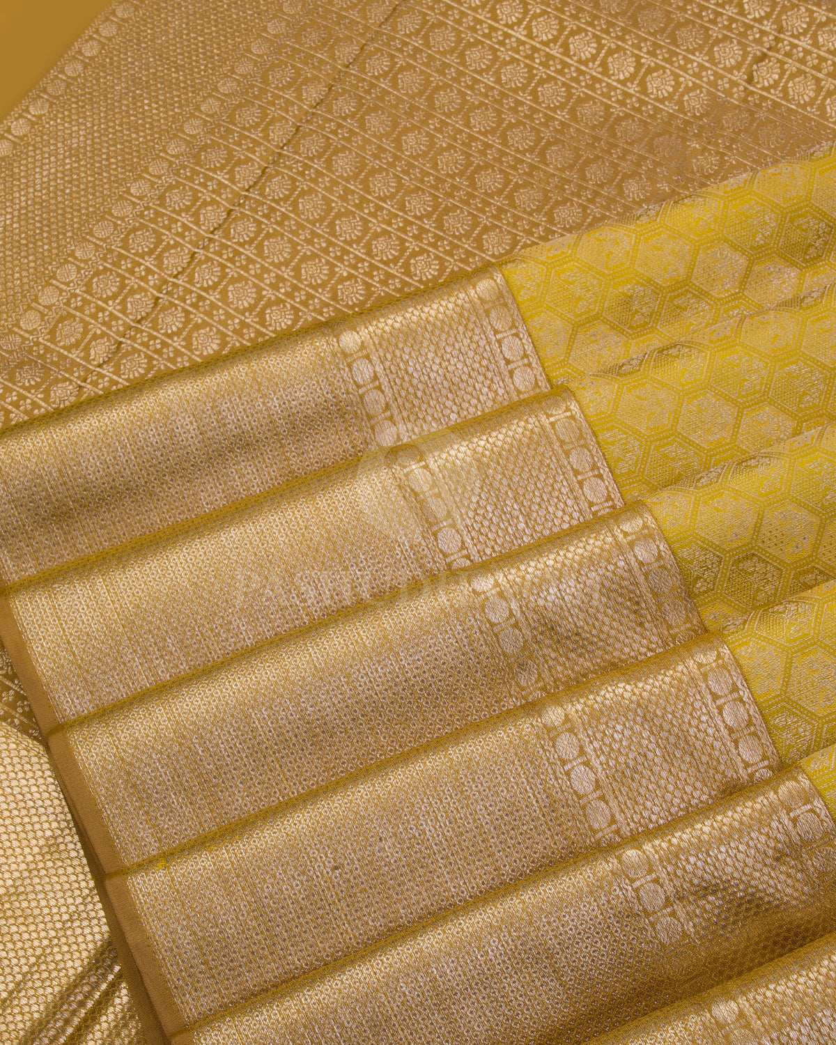 Golden Yellow & Dark Mustard Kanjivaram Silk Saree - D501(C) - View 3