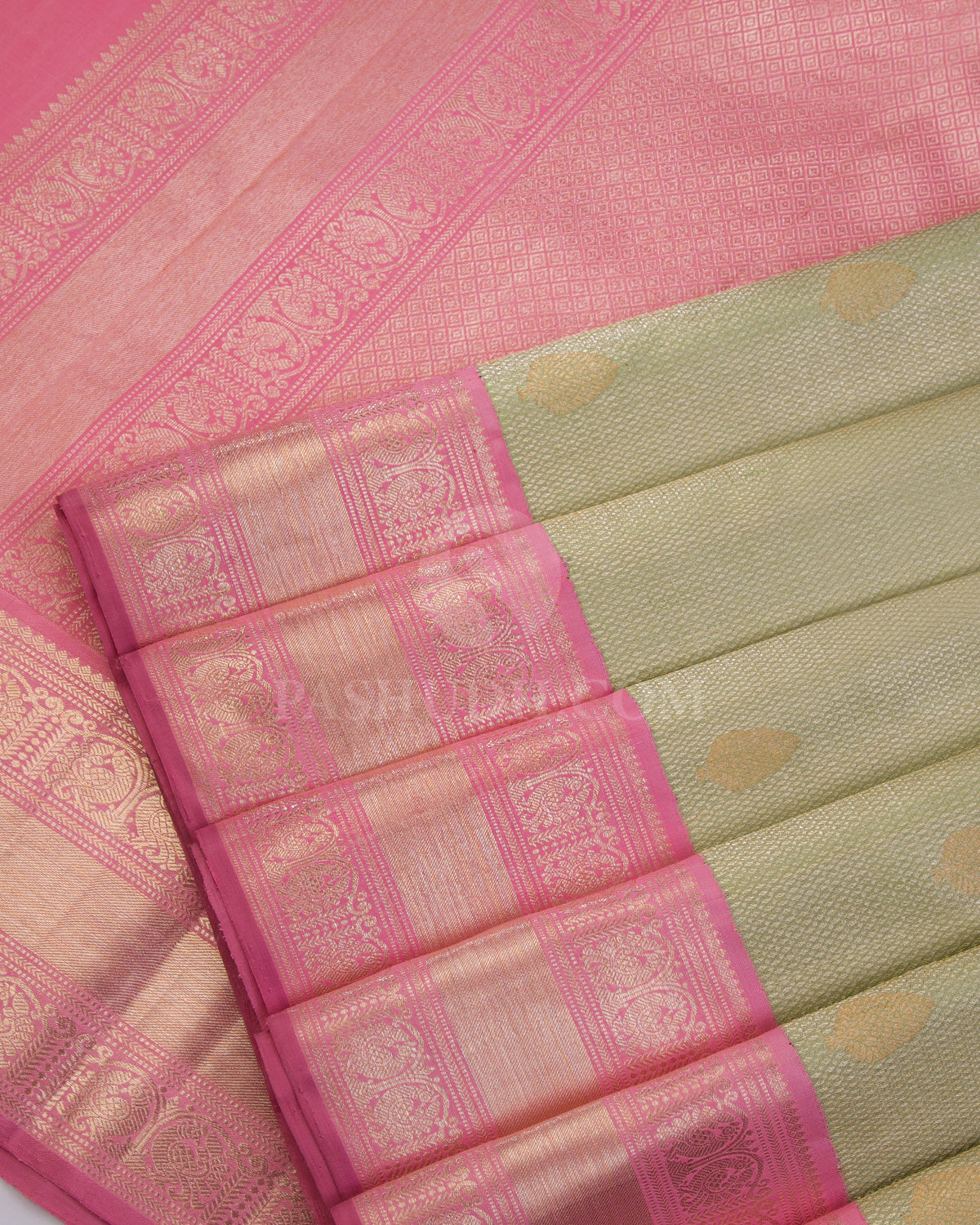 Green & Pink Kanjivaram Silk Saree - S891 - View 4