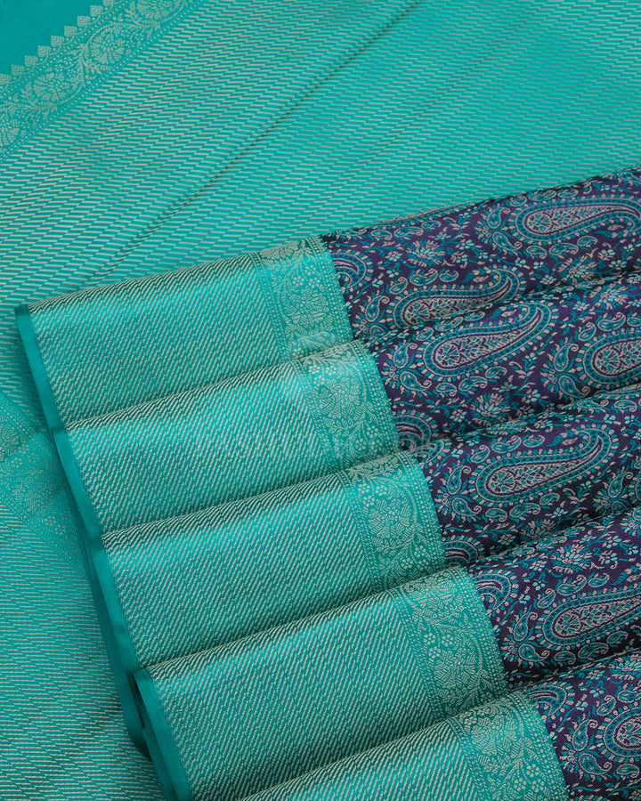 Navy Blue & Anandha Kanjivaram Silk Saree - D441 - View 2